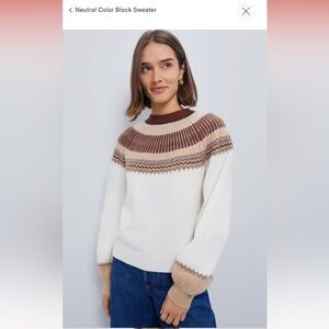 Hyacinth house White and Brown Patterned Sweater